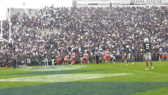 Fans look on as Penn State is stunned by Illinois in 2021.