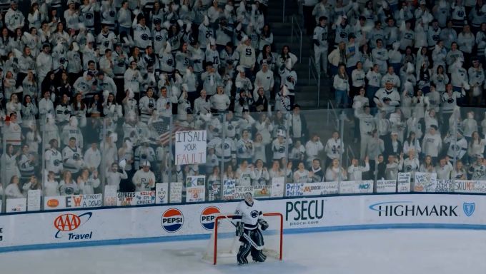 Arsenii Sergeev in net at the 2025 wear white game.