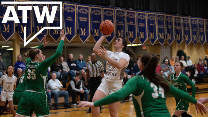 Morgan Ruggery of Bishop Guilfoyle goes up for a shot