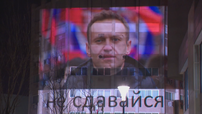 Projected image of Alexei Navalny