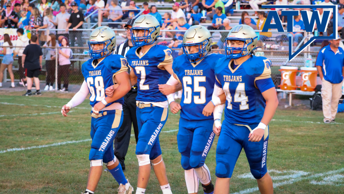 Mount Union players walking out for the coin toss