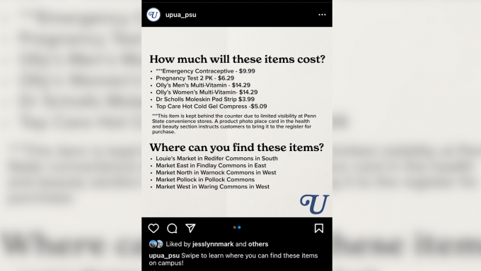 Instagram post stating items available and their prices