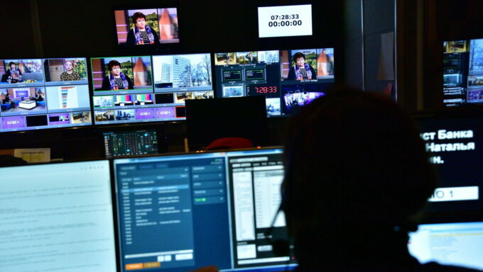 An over-the-shoulder look at a control room