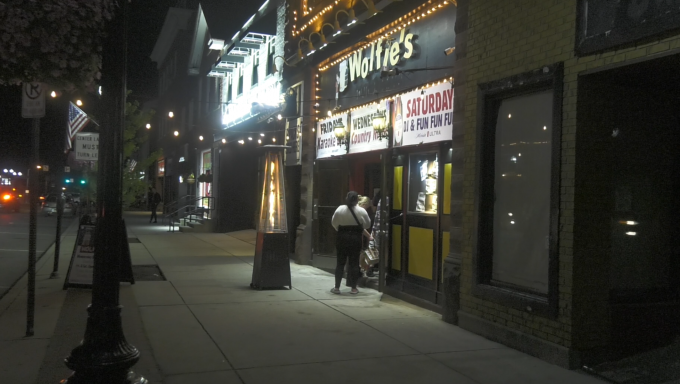 Students waiting patiently as one of the most popular spots in downtown IUP opens its doors for the night.