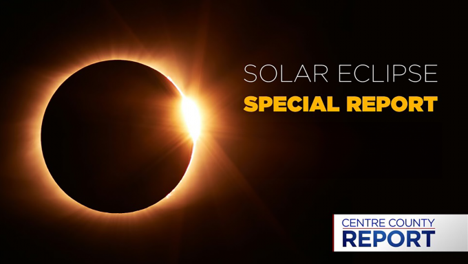 a photo of a solar eclipse with the text "Solar Eclipse Special Report."