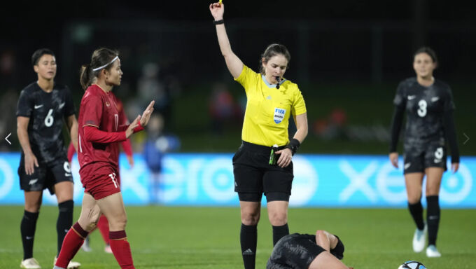 Referee shows yellow card