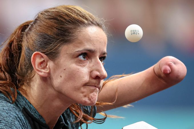 Player focuses on a table tennis ball