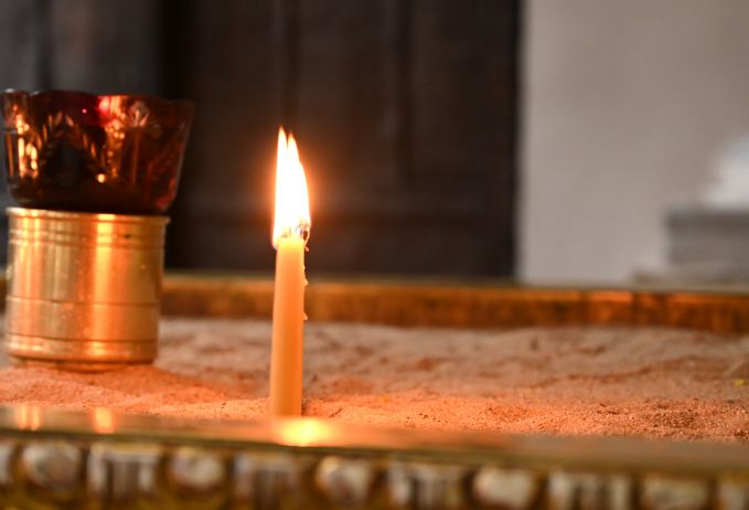 Candles burn in the Church of St. George (Photo by James Engel)