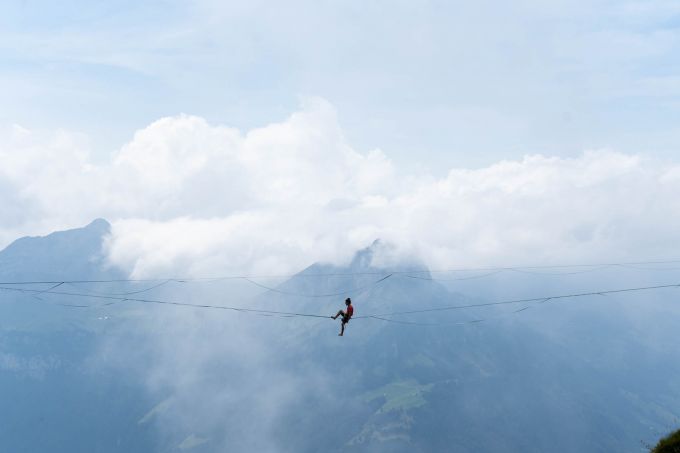 Silhouette of a tightrope walker