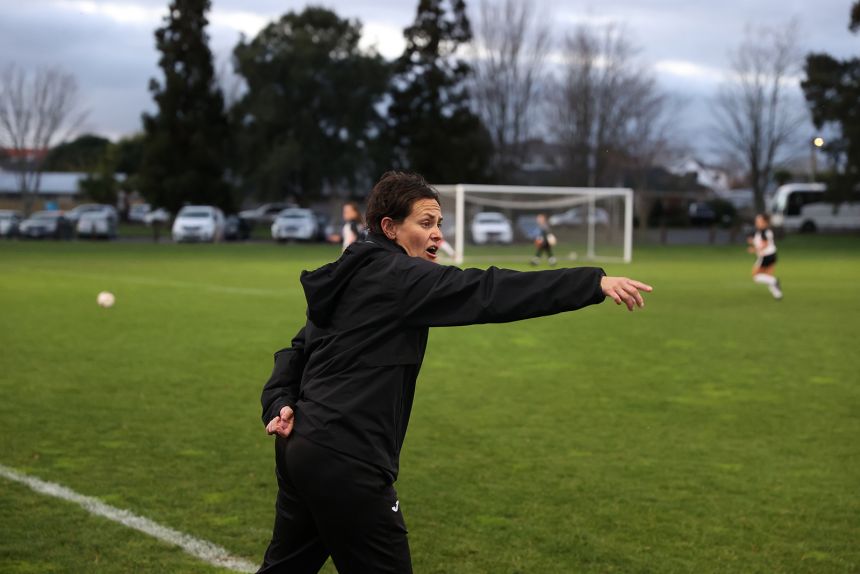 Tarena Renaui pointing on the pitch